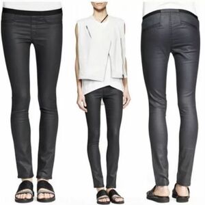 Helmut Lang Black Waxed Coated Denim Pull-on Legging Pants Sz 25